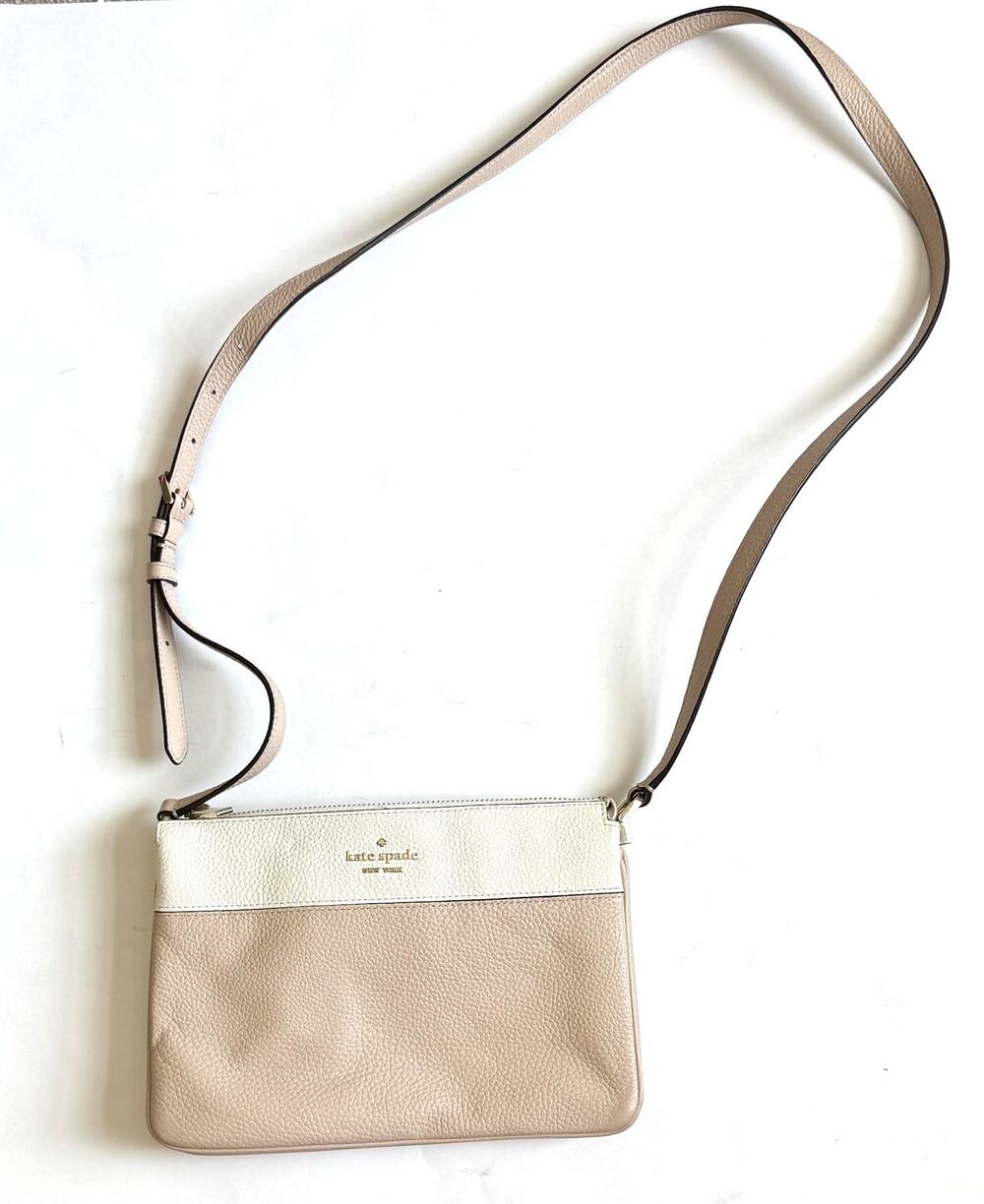 Kate Spade Soft Leather Shoulder Crossbody Purse Handbag Cream Pink 10"x7"x4"